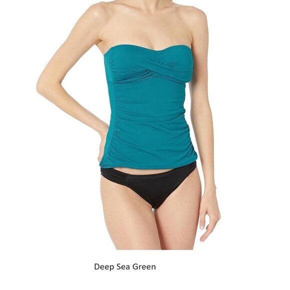 NWT Anne Cole Womens Shirred Bandeau Tankini Top Multicolor Size XS-L $70 LLL226 - Picture 5 of 10